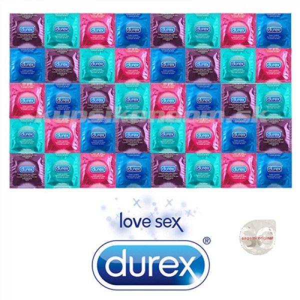 Durex Exclusive Mix balíček - 40 kondómov Durex a luxusný kondóm Sagami ako darček
