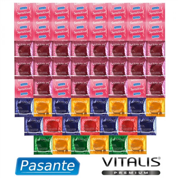 Akčný balíček 61 kondómov Pasante a Vitalis Premium