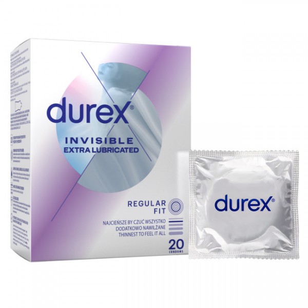 Durex Invisible Extra Lubricated 20ks Durex Invisible Extra Lubricated 20ks