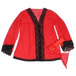 Subblime Transparent Fabric Robe with Lace Detail Red