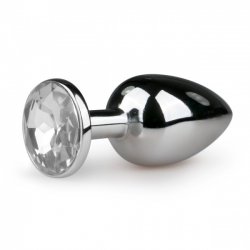Easytoys Metal Butt Plug 124CLR - Análny šperk Strieborná/Priehľadná