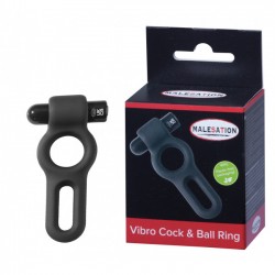 Malesation Vibro Cock & Ball Ring Black - Vibračný erekčný krúžok