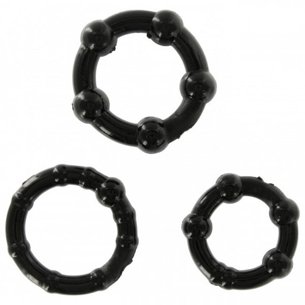 Stay Hard Cock Rings - Sada čiernych erekčných krúžkov 3ks