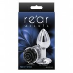 NS Novelties Rear Assets Rose Buttplug Small Black NS Novelties Rear Assets Rose Buttplug Small Black
