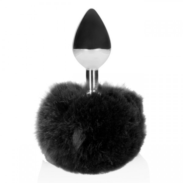 Ouch! Bunny Tail with Metal Butt Plug Black Ouch! Bunny Tail with Metal Butt Plug Black