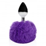 Ouch! Bunny Tail with Metal Butt Plug Purple