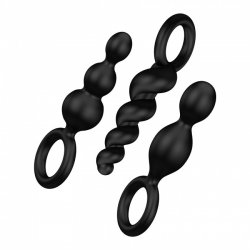 Satisfyer Plugs Black 3ks - sada análnych kolíkov