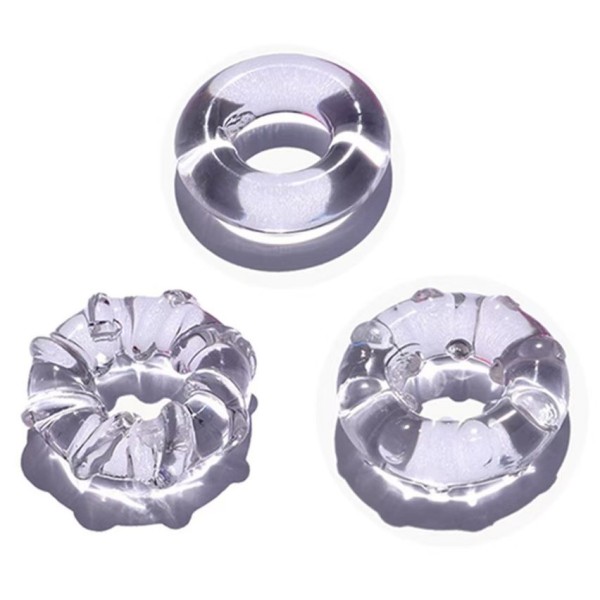 SuperLove Cock Ring Set Transparent 3 Pack