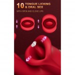 SuperLove Triple Stimulation Licking Tongue & Flapping G-Spot Vibrator Red