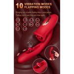 SuperLove Triple Stimulation Licking Tongue & Flapping G-Spot Vibrator Red