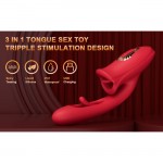 SuperLove Triple Stimulation Licking Tongue & Flapping G-Spot Vibrator Red