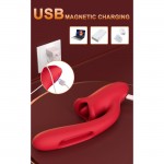 SuperLove Triple Stimulation Licking Tongue & Flapping G-Spot Vibrator Red