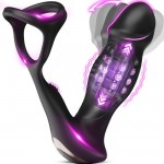 SuperLove Sensual Prostate Massager with Double Cock Ring & Remote Control Black SuperLove Sensual Prostate Massager with Double Cock Ring & Remote Control Black
