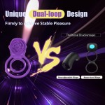 SuperLove Vibrating Cock Ring with Rose Clitoral Stimulator Purple