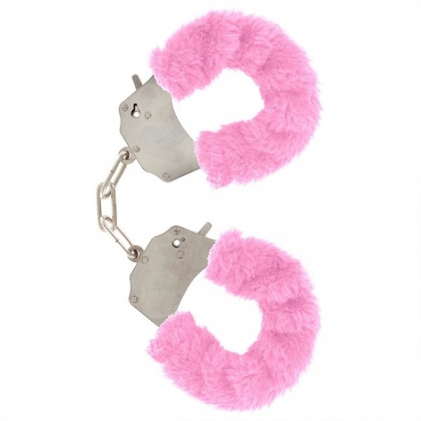 Toyjoy Furry Fun Cuffs - Plyšové kovové putá - Ružová
