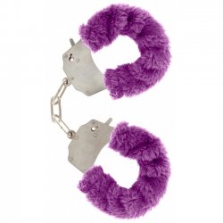Toyjoy Furry Fun Cuffs - Plyšové kovové putá - Fialové